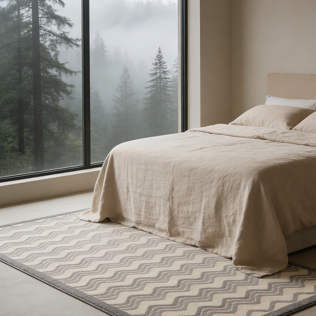 Cream and Grey In Geometric Rug