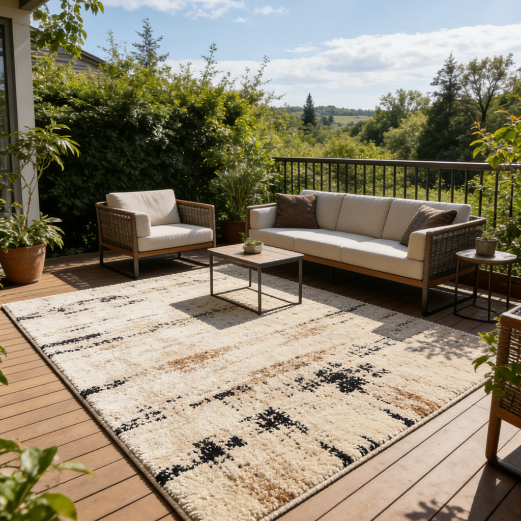 White Jute and Wool Rug