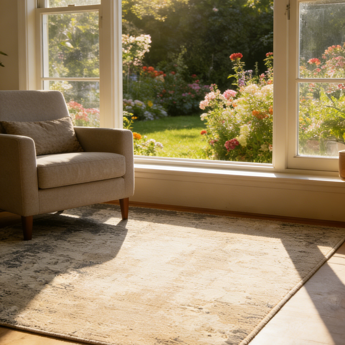 Abstract Reversible Beige Rug