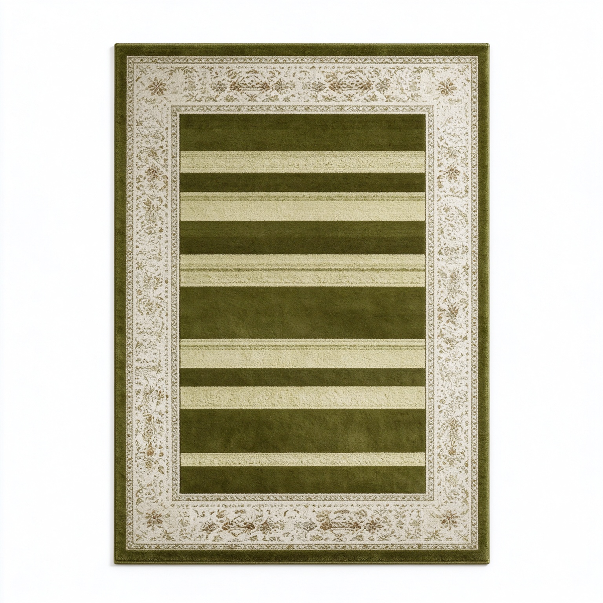 Luna Cream and Green Traditional Rug