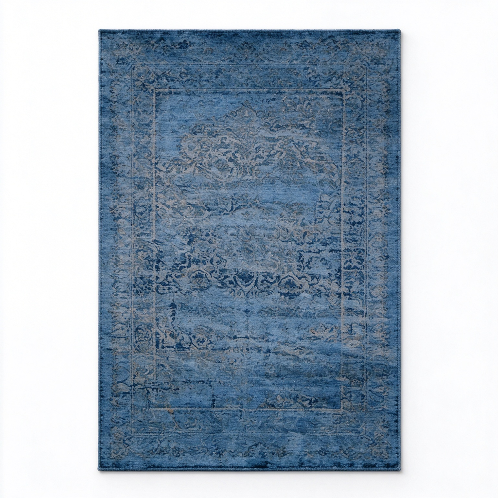Vintage Distressed Double-Sided Blue Rug